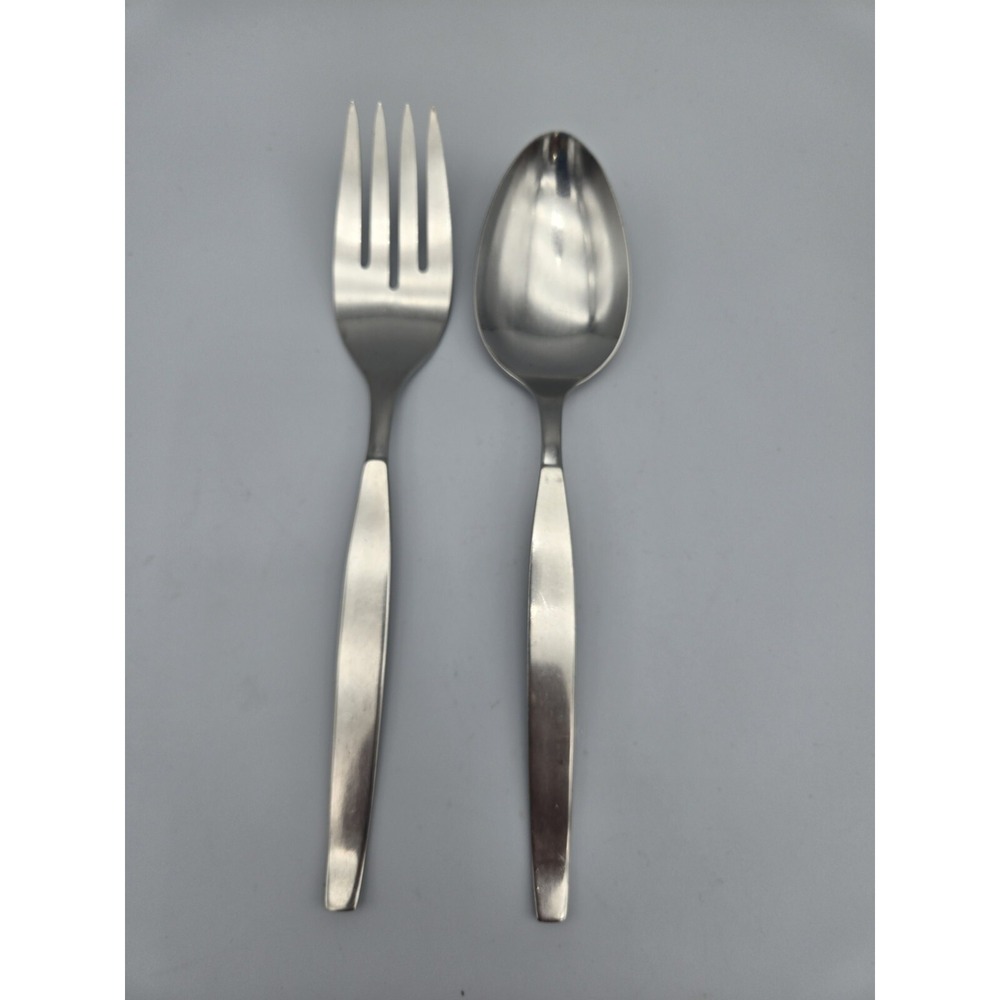 Oneida Community Frostfire Stainless Satin Solid Serving Spoon & Meat Fork